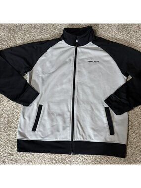 Bauer Track Jacket Men's Size L Gray Black Full Zip Activewear Hockey Warm Up